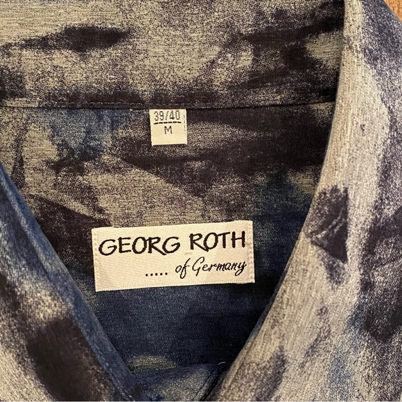 Georg Roth Of Germany Abstract Blue Long Sleeve Button Up Collared Shirt - Picture 6 of 8